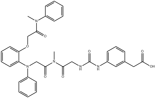 Glycinamide, N-[[[3-(carboxymethyl)phenyl]amino]carbonyl]glycyl-N-methyl-N2-[2-[2-(methylphenylamino)-2-oxoethoxy]phenyl]-N-phenyl- (9CI) Structure