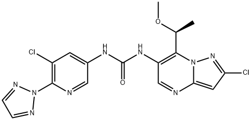 Urea, N-[2-chloro-7-[(1S)-1-methoxyethyl]pyrazolo[1,5-a]pyrimidin-6-yl]-N'-[5-chloro-6-(2H-1,2,3-triazol-2-yl)-3-pyridinyl]- Structure