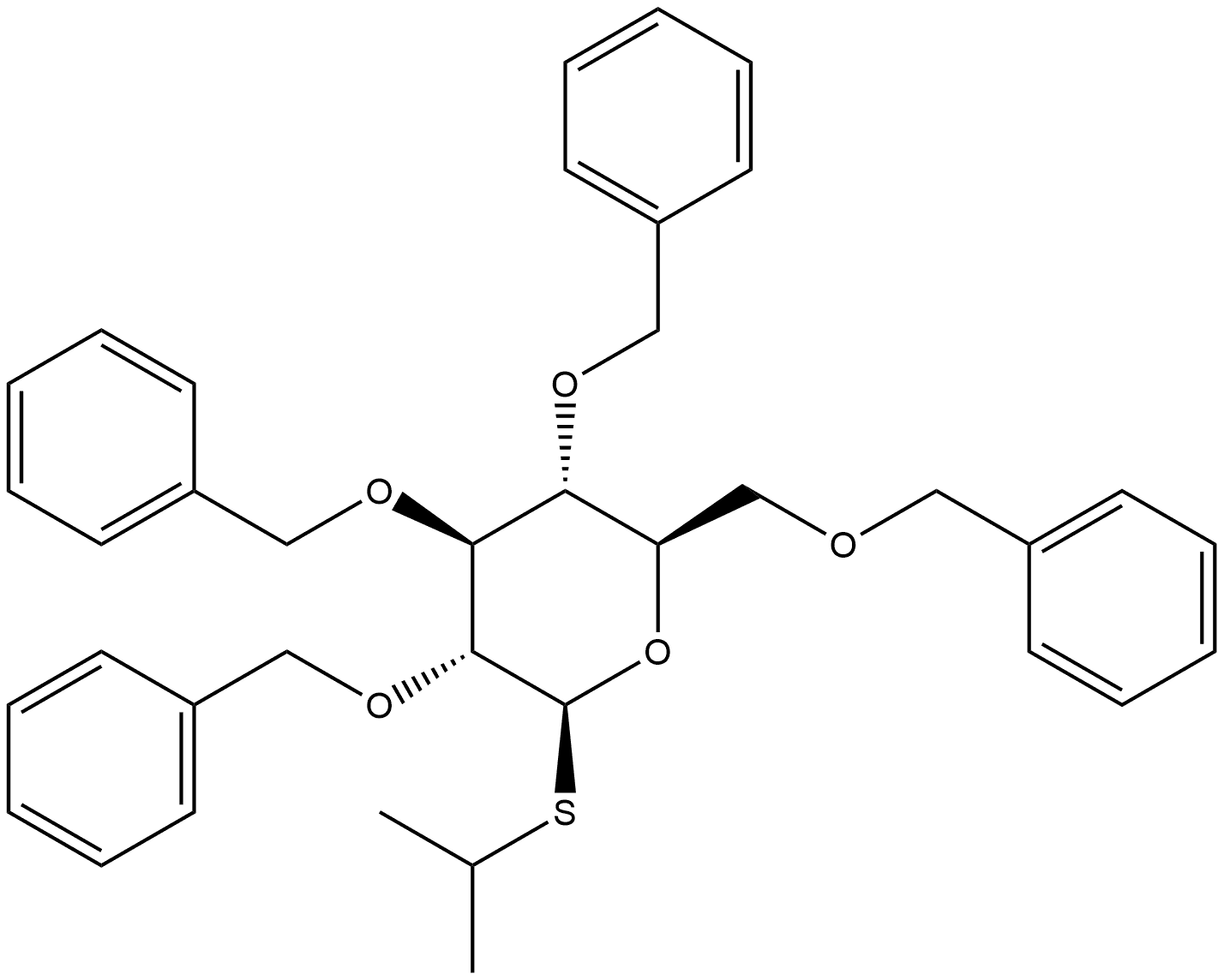 β-D-Glucopyranoside, 1-methylethyl 2,3,4,6-tetrakis-O-(phenylmethyl)-1-thio- Structure