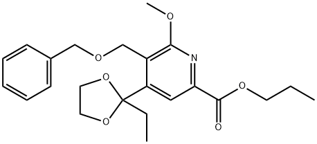 2-Pyridinecarboxylic acid, 4-(2-ethyl-1,3-dioxolan-2-yl)-6-methoxy-5-[(phenylmethoxy)methyl]-, propyl ester Structure