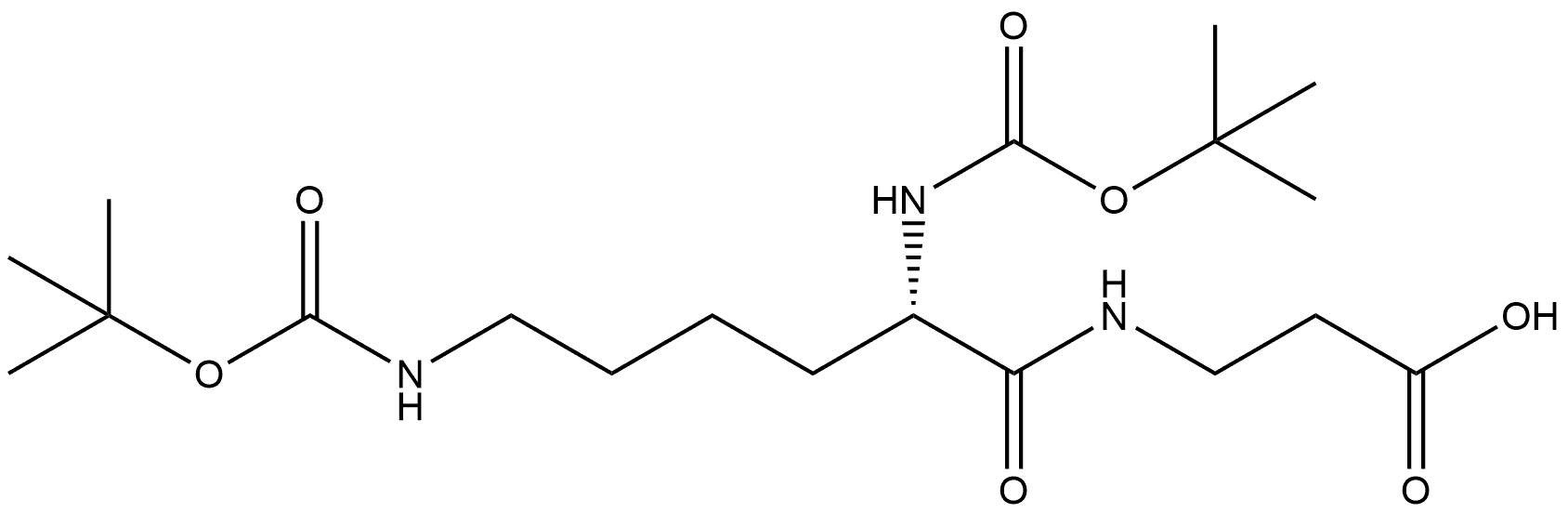 (S)-3-(2,6-Bis((tert-butoxycarbonyl)amino)hexanamido)propanoic acid Structure