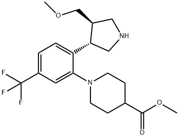 4-Piperidinecarboxylic acid, 1-[2-[(3S,4R)-4-(methoxymethyl)-3-pyrrolidinyl]-5-(trifluoromethyl)phenyl]-, methyl ester Structure