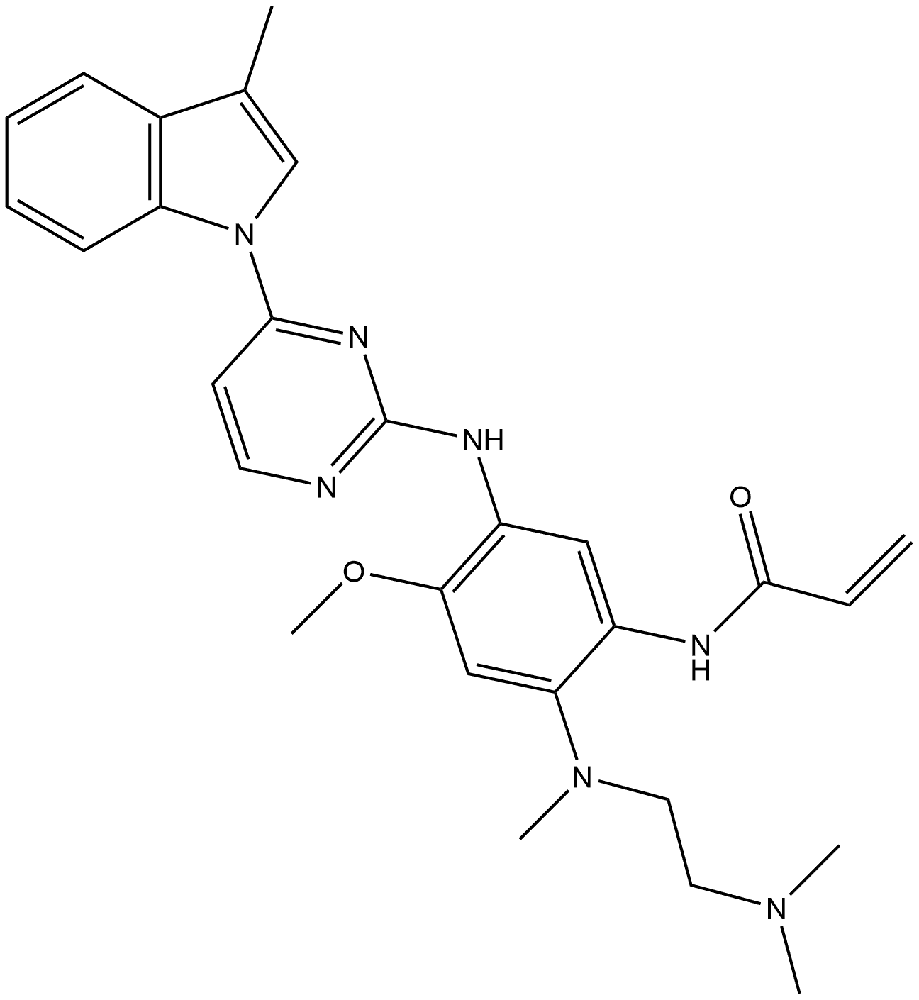 N-[2-[[2-(Dimethylamino)ethyl]methylamino]-4-methoxy-5-[[4-(3-methyl-1H-indol-1-yl)-2-pyrimidinyl]amino]phenyl]-2-propenamide Structure