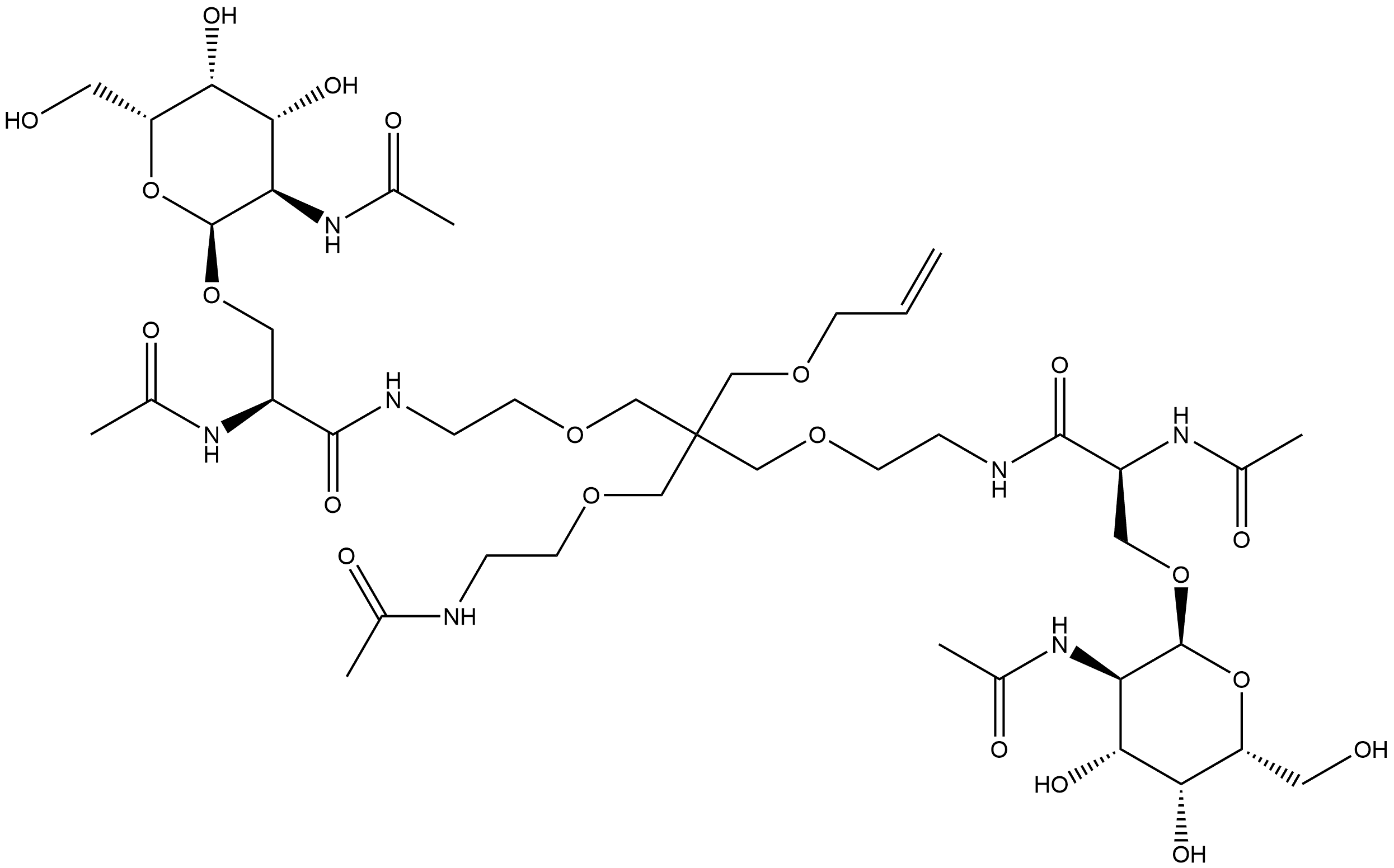 S-(R*,R*)]-N,N'-[[2-[[2-(acetylamino)ethoxy]methyl]-2-[(2-propenyloxy)methyl]-1,3-propanediyl]bis(oxy-2,1-ethanediyl)]bis[2-(acetylamino)-3-[[2-(acetylamino)-2-deoxy-α-D-galactopyranosyl]oxy]-Propanamide Structure
