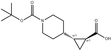 rac-(1R,2S)-2-(1-(tert-butoxycarbonyl)piperidin-4-yl)cyclopropanecarboxylic acid 구조식 이미지
