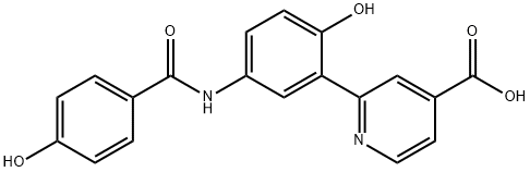 4-Pyridinecarboxylic acid, 2-[2-hydroxy-5-[(4-hydroxybenzoyl)amino]phenyl]- Structure