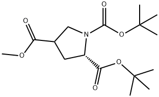 1,2,4-Pyrrolidinetricarboxylic acid, 1,2-bis(1,1-dimethylethyl) 4-methyl ester, (2S)- Structure