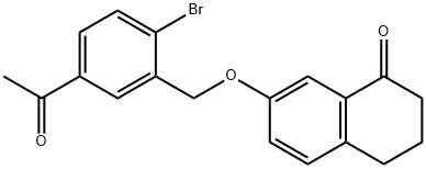 1(2H)-Naphthalenone, 7-[(5-acetyl-2-bromophenyl)methoxy]-3,4-dihydro- Structure