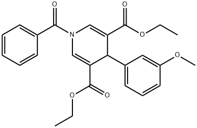 3,5-Pyridinedicarboxylic acid, 1-benzoyl-1,4-dihydro-4-(3-methoxyphenyl)-, 3,5-diethyl ester Structure