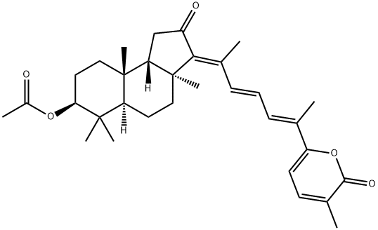 2H-Pyran-2-one, 6-[(1E,3E,5E)-5-[(3aS,5aR,7S,9aR,9bS)-7-(acetyloxy)dodecahydro-3a,6,6,9a-tetramethyl-2-oxo-3H-benz[e]inden-3-ylidene]-1-methyl-1,3-hexadien-1-yl]-3-methyl- Structure