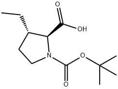 1,2-Pyrrolidinedicarboxylic acid, 3-ethyl-, 1-(1,1-dimethylethyl) ester, (2S,3S)- Structure