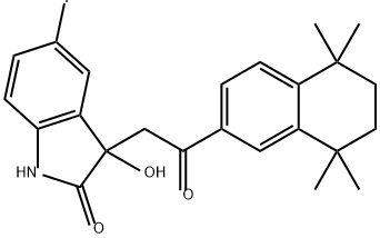 5-fluoro-3-hydroxy-3-[2-oxo-2-(5,5,8,8-tetramethyl-
5,6,7,8-tetrahydronaphthalen-2-yl)ethyl]-2,3-dihydr
o-1H-indol-2-one Structure