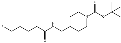 1-Piperidinecarboxylic acid, 4-[[(5-chloro-1-oxopentyl)amino]methyl]-, 1,1-dimethylethyl ester 구조식 이미지