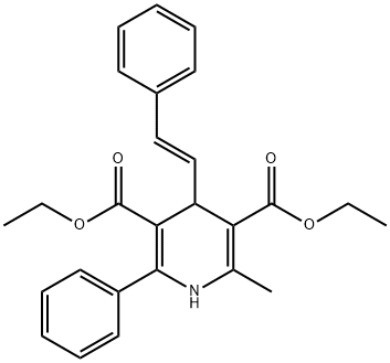 3,5-Pyridinedicarboxylic acid, 1,4-dihydro-2-methyl-6-phenyl-4-[(1E)-2-phenylethenyl]-, 3,5-diethyl ester Structure