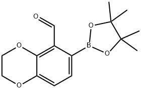 6-(4,4,5,5-Tetramethyl-1,3,2-dioxaborolan-2-yl)-2,3-dihydrobenzo[b][1,4]dioxine-5-carbaldehyde Structure