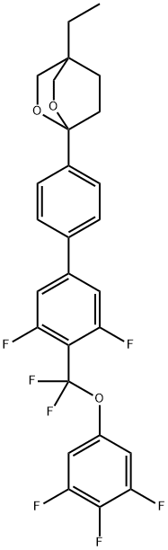 2,6-Dioxabicyclo[2.2.2]octane, 1-[4'-[difluoro(3,4,5-trifluorophenoxy)methyl]-3',5'-difluoro[1,1'-biphenyl]-4-yl]-4-ethyl- Structure