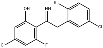 2-[2-(2-Bromo-5-chlorophenyl)-1-iminoethyl]-5-chloro-3-fluorophenol 구조식 이미지