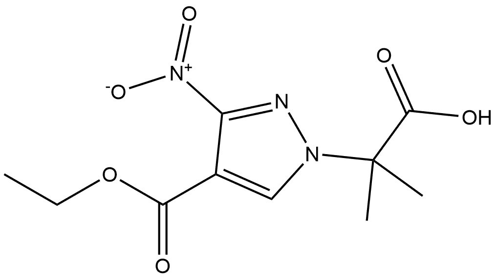 2-[4-(ethoxycarbonyl)-3-nitro-1H-pyrazol-1-yl]-2-methylpropanoic acid 구조식 이미지