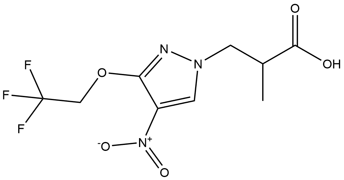 2-methyl-3-[4-nitro-3-(2,2,2-trifluoroethoxy)-1H-pyrazol-1-yl]propanoic acid Structure