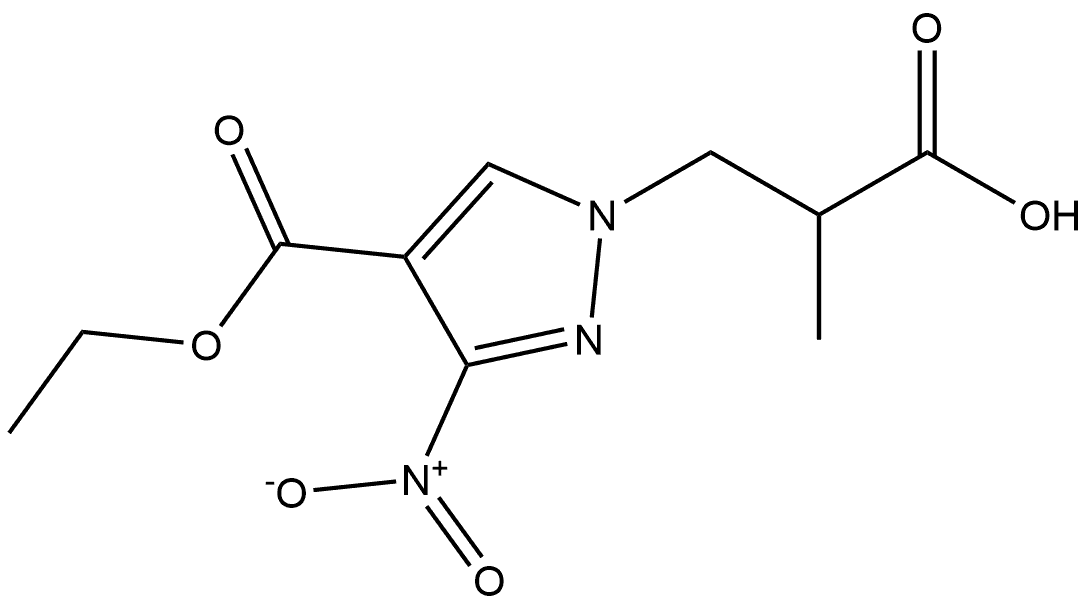 3-[4-(ethoxycarbonyl)-3-nitro-1H-pyrazol-1-yl]-2-methylpropanoic acid Structure