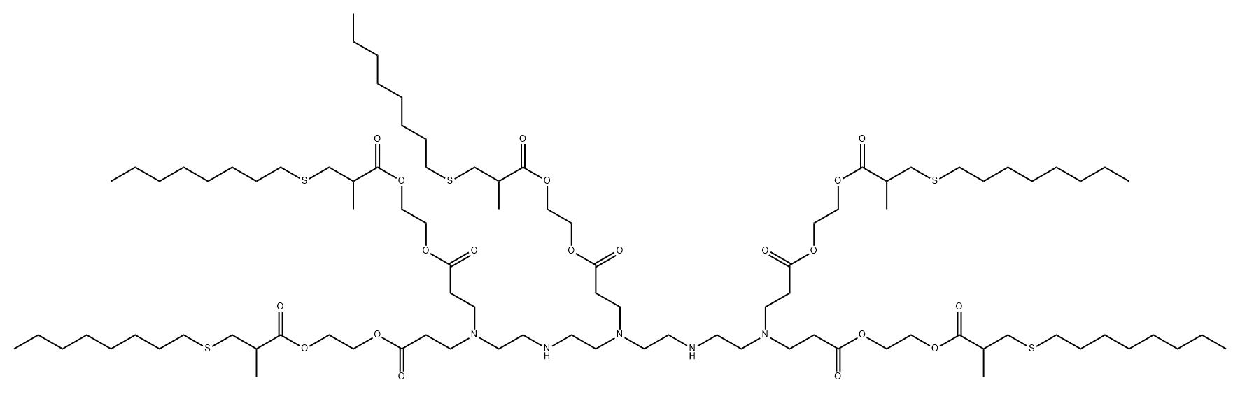 4,7,10,13,16-Pentaazanonadecanedioic acid, 4,10,16-tris[3-[2-[2-methyl-3-(octylthio)-1-oxopropoxy]ethoxy]-3-oxopropyl]-, 1,19-bis[2-[2-methyl-3-(octylthio)-1-oxopropoxy]ethyl] ester Structure