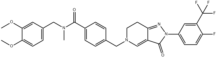 Benzamide, N-[(3,4-dimethoxyphenyl)methyl]-4-[[2-[4-fluoro-3-(trifluoromethyl)phenyl]-2,3,6,7-tetrahydro-3-oxo-5H-pyrazolo[4,3-c]pyridin-5-yl]methyl]-N-methyl- Structure