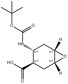 (1S*,3S*,4S*,6R*)-4-{[(tert-Butoxy)carbonyl]amino}-7-oxabicyclo[4.1.0]heptane-3-carboxylic acid Structure