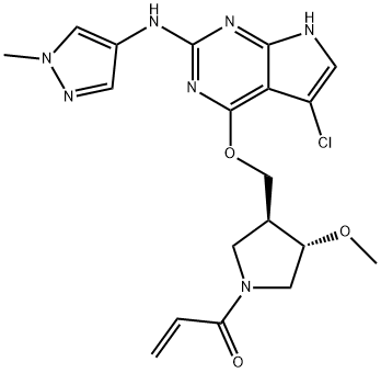 2-Propen-1-one, 1-[(3S,4S)-3-[[[5-chloro-2-[(1-methyl-1H-pyrazol-4-yl)amino]-7H-pyrrolo[2,3-d]pyrimidin-4-yl]oxy]methyl]-4-methoxy-1-pyrrolidinyl]- Structure