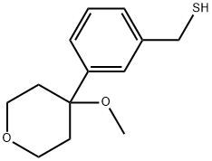 Benzenemethanethiol, 3-(tetrahydro-4-methoxy-2H-pyran-4-yl)- Structure