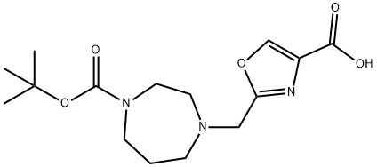 1H-1,4-Diazepine-1-carboxylic acid, 4-[(4-carboxy-2-oxazolyl)methyl]hexahydro-, 1-(1,1-dimethylethyl) ester Structure