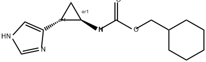 Carbamic acid, N-[(1R,2R)-2-(1H-imidazol-4-yl)cyclopropyl]-, cyclohexylmethyl ester, rel- Structure