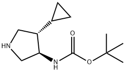 Carbamic acid, [(3R,4S)-4-cyclopropyl-3-pyrrolidinyl]-, 1,1-dimethylethyl ester (9CI) Structure