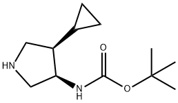 Carbamic acid, [(3R,4R)-4-cyclopropyl-3-pyrrolidinyl]-, 1,1-dimethylethyl ester (9CI) Structure