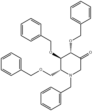 (4S,5R,6R)-4,5-Bis(phenylmethoxy)-6-[(phenylmethoxy)methyl]-1-(phenylmethyl)-3-piperidinone Structure