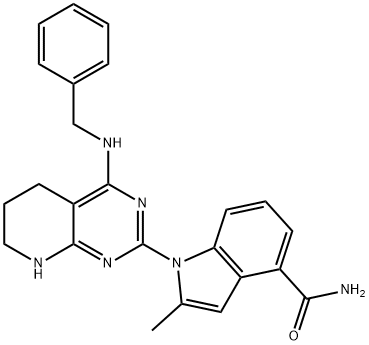 1H-Indole-4-carboxamide, 2-methyl-1-[5,6,7,8-tetrahydro-4-[(phenylmethyl)amino]pyrido[2,3-d]pyrimidin-2-yl]- Structure