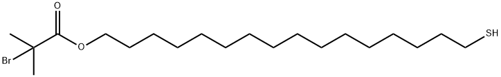 Propanoic acid, 2-bromo-2-methyl-, 16-mercaptohexadecyl ester Structure