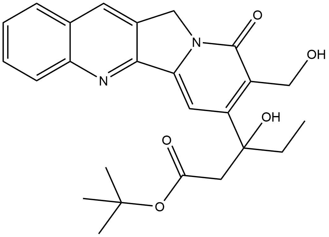 Indolizino[1,2-b]quinoline-7-propanoic acid, β-ethyl-9,11-dihydro-β-hydroxy-8-(hydroxymethyl)-9-oxo-, 1,1-dimethylethyl ester Structure