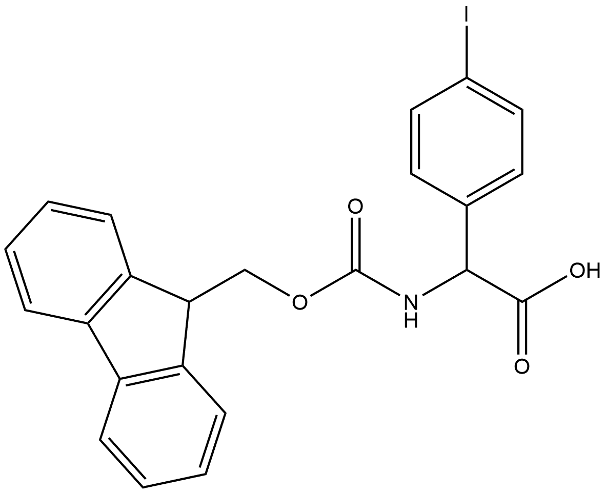 Benzeneacetic acid, α-[[(9H-fluoren-9-ylmethoxy)carbonyl]amino]-4-iodo- 구조식 이미지