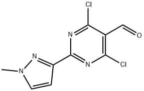 5-Pyrimidinecarboxaldehyde, 4,6-dichloro-2-(1-methyl-1H-pyrazol-3-yl)- 구조식 이미지
