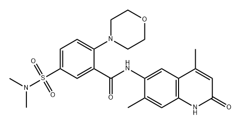 Benzamide, N-(1,2-dihydro-4,7-dimethyl-2-oxo-6-quinolinyl)-5-[(dimethylamino)sulfonyl]-2-(4-morpholinyl)- Structure