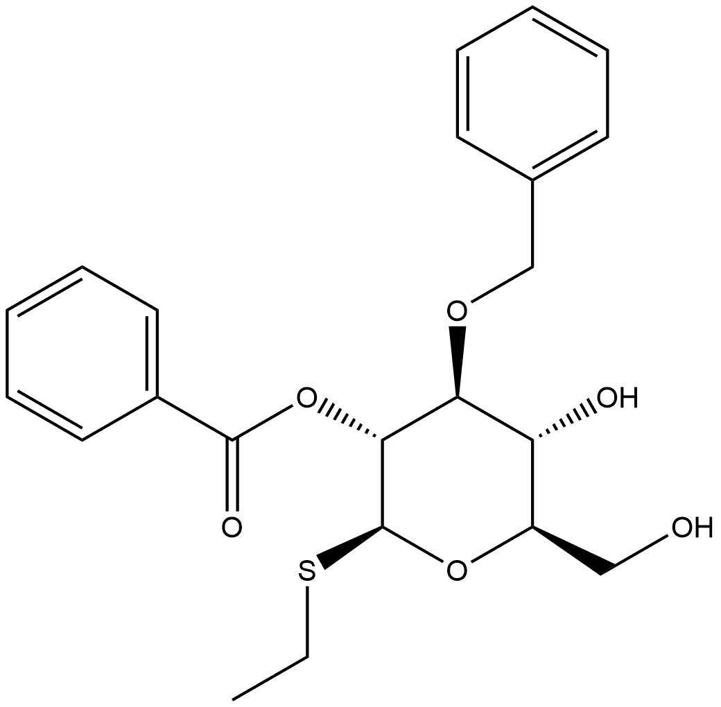 Ethyl 2-O-benzoyl-3-O-benzyl-1-thio-β-D-glucopyranoside Structure