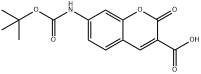 2H-1-Benzopyran-3-carboxylic acid, 7-[[(1,1-dimethylethoxy)carbonyl]amino]-2-oxo- Structure