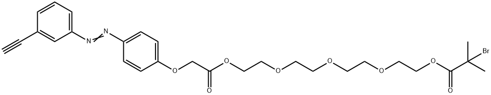 (E)-14-(4-((3-Ethynylphenyl)diazenyl)phenoxy)-13-oxo-3,6,9,12-tetraoxatetradecyl 2-bromo-2-methylpropanoate Structure