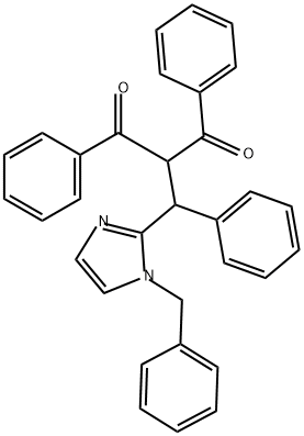 1,3-Diphenyl-2-[phenyl[1-(phenylmethyl)-1H-imidazol-2-yl]methyl]-1,3-propanedione Structure