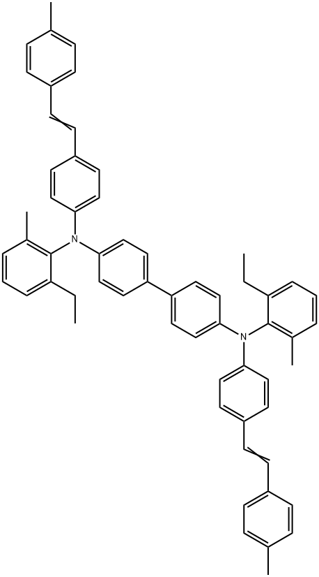 [1,1'-Biphenyl]-4,4'-diamine, N4,N4'-bis(2-ethyl-6-methylphenyl)-N4,N4'-bis[4-[2-(4-methylphenyl)ethenyl]phenyl]- Structure