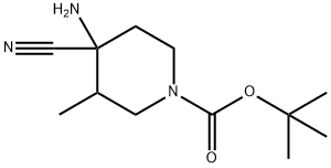 tert-butyl 4-amino-4-cyano-3-methylpiperidine-1-carboxylat e Structure