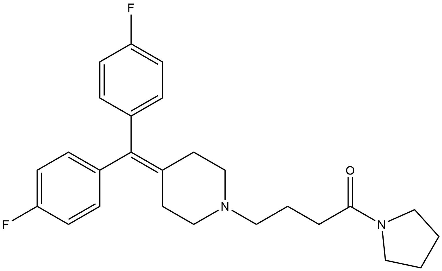 4-[4-[Bis(4-fluorophenyl)methylene]-1-piperidinyl]-1-(1-pyrrolidinyl)-1-butanone 구조식 이미지