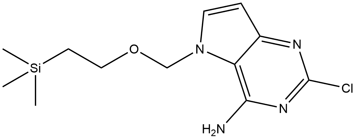 2-chloro-5-((2-(trimethylsilyl)ethoxy)methyl)-5H-pyrrolo[3,2-d]pyrimidin-4-amine 구조식 이미지