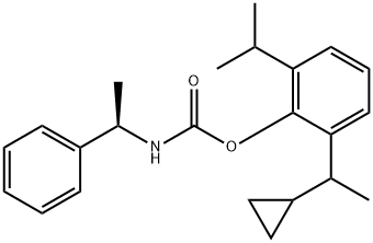 Carbamic acid, N-[(1R)-1-phenylethyl]-, 2-(1-cyclopropylethyl)-6-(1-methylethyl)phenyl ester Structure