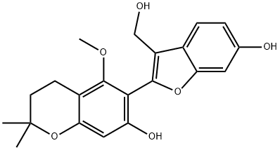 2H-1-Benzopyran-7-ol, 3,4-dihydro-6-[6-hydroxy-3-(hydroxymethyl)-2-benzofuranyl]-5-methoxy-2,2-dimethyl- Structure